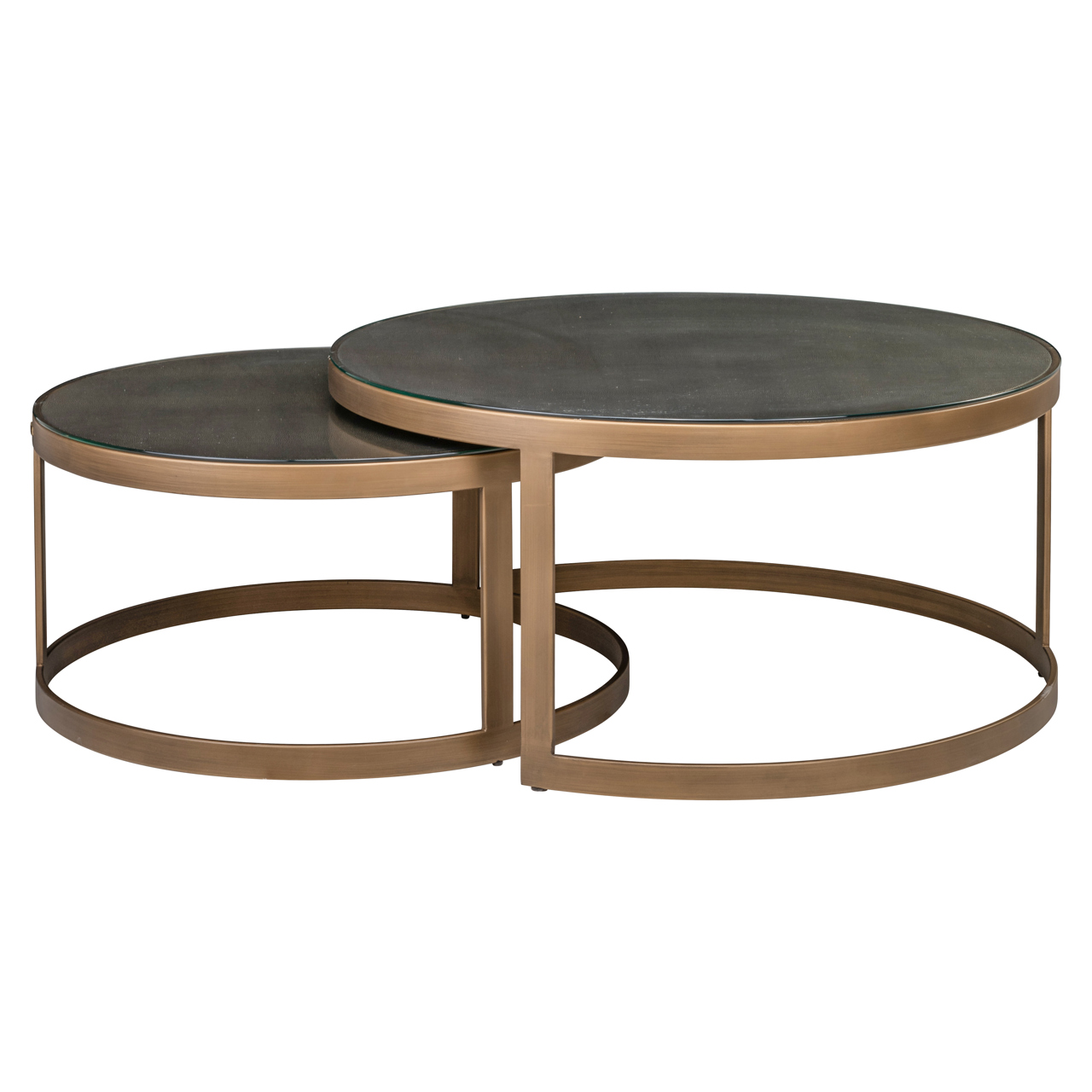Salontafel Bloomville shagreen incl. tops messing glas set van 2 - Afbeelding 2