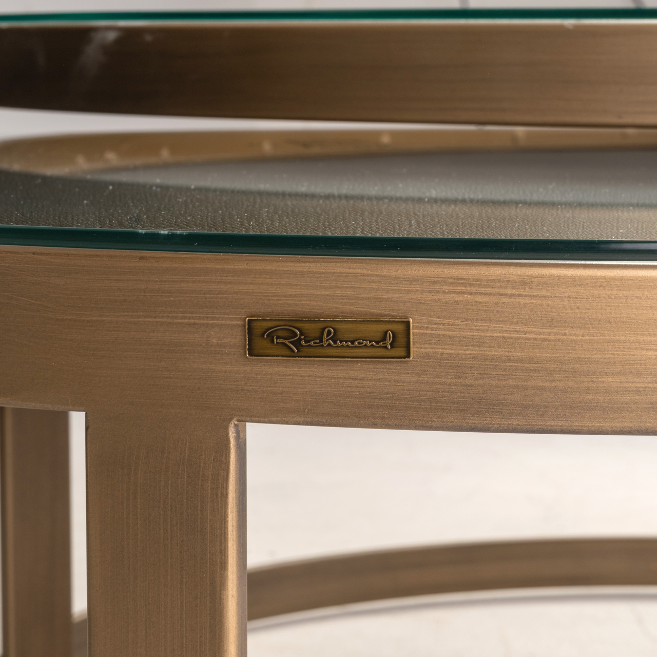 Salontafel Bloomville shagreen incl. tops messing glas set van 2 - Afbeelding 4