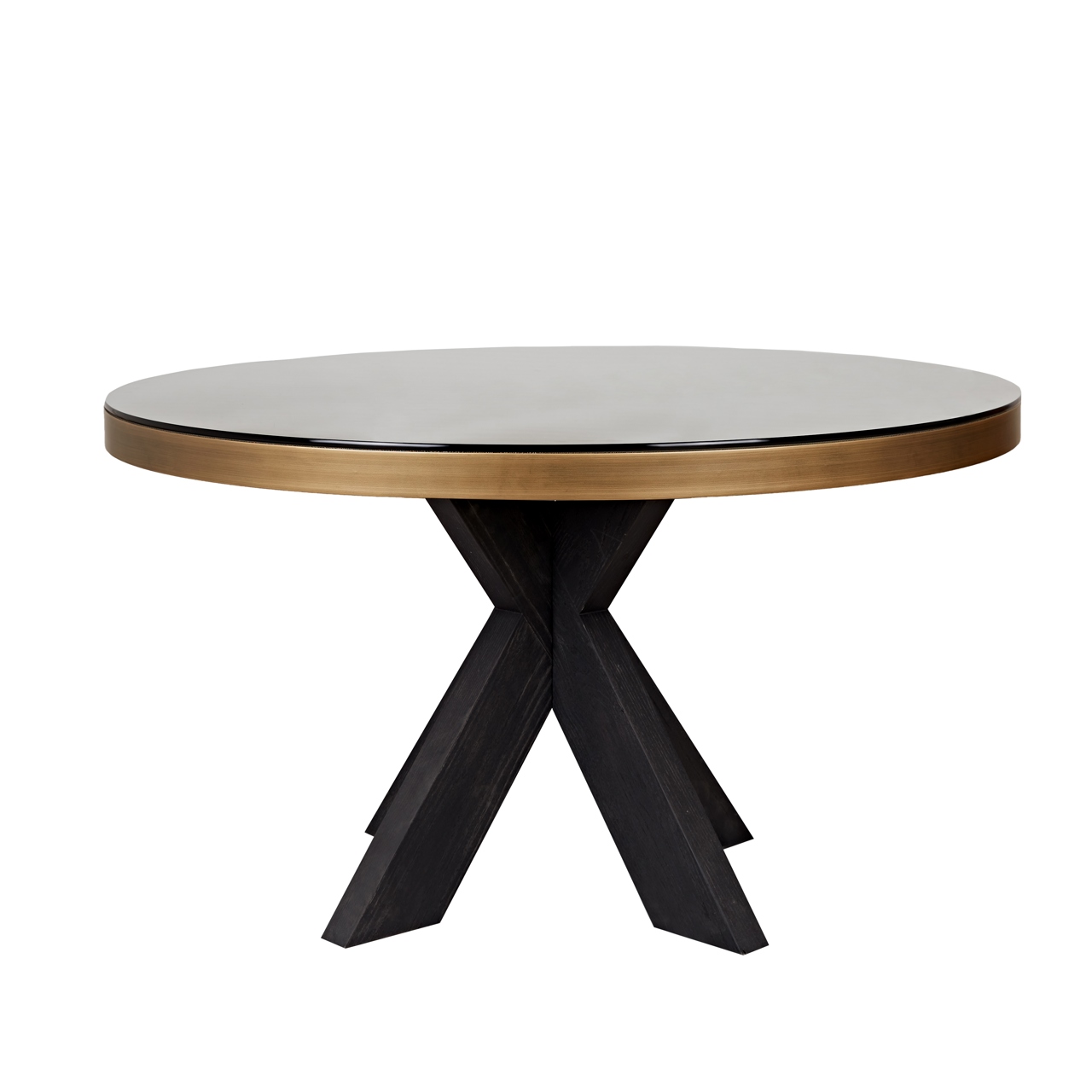 Eetkamertafel Bloomville shagreen incl. top messing glas Ø140 cm