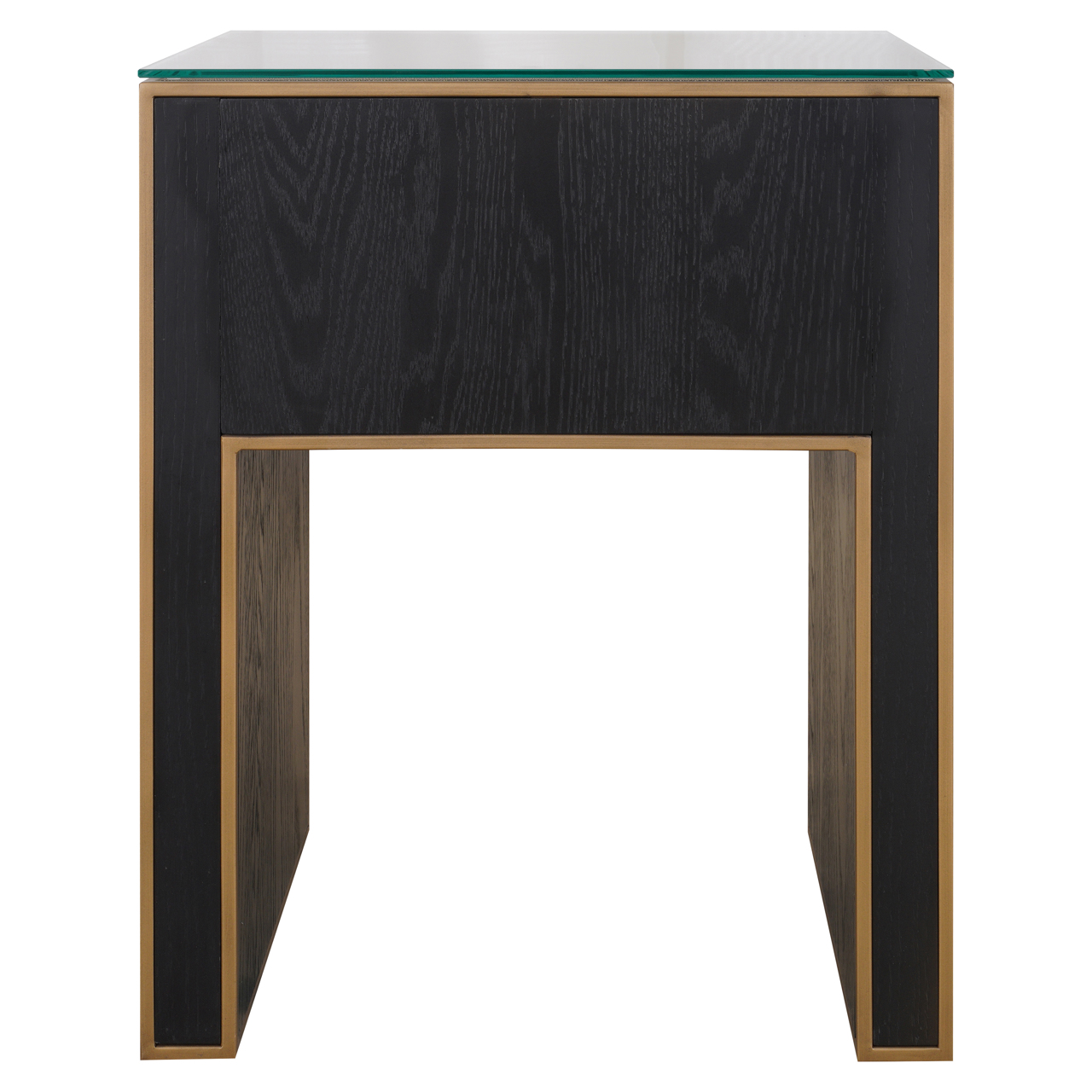 Nachtkastje Bloomville brass shagreen incl. glass top - Afbeelding 3
