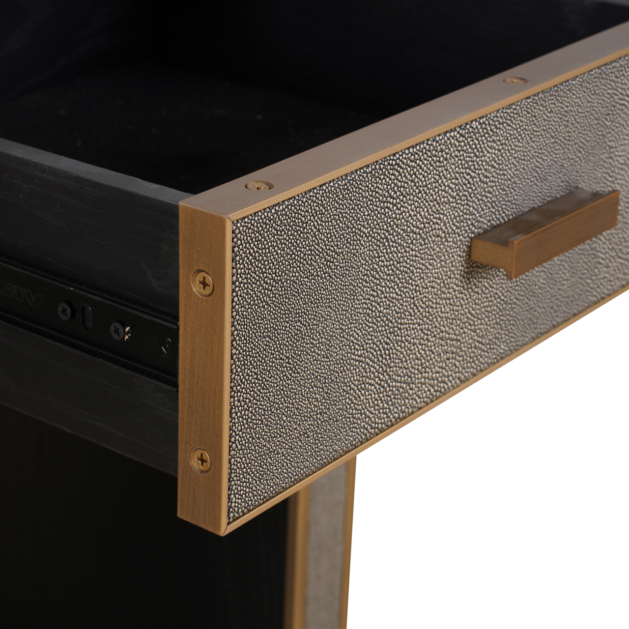 Nachtkastje Bloomville brass shagreen incl. glass top - Afbeelding 4