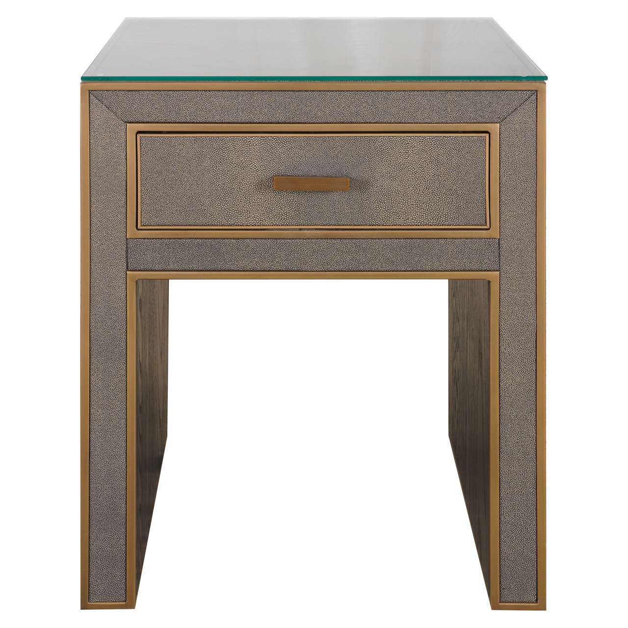 Nachtkastje Bloomville brass shagreen incl. glass top - Afbeelding 5