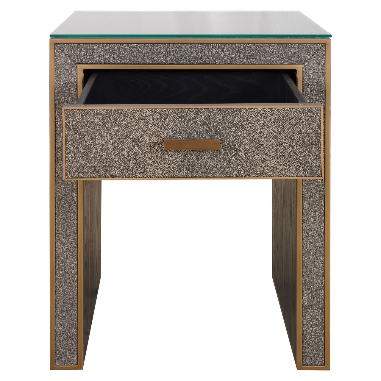 Nachtkastje Bloomville brass shagreen incl. glass top - Afbeelding 6