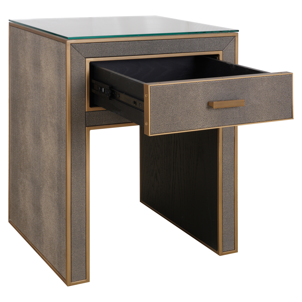 Nachtkastje Bloomville brass shagreen incl. glass top - Afbeelding 7
