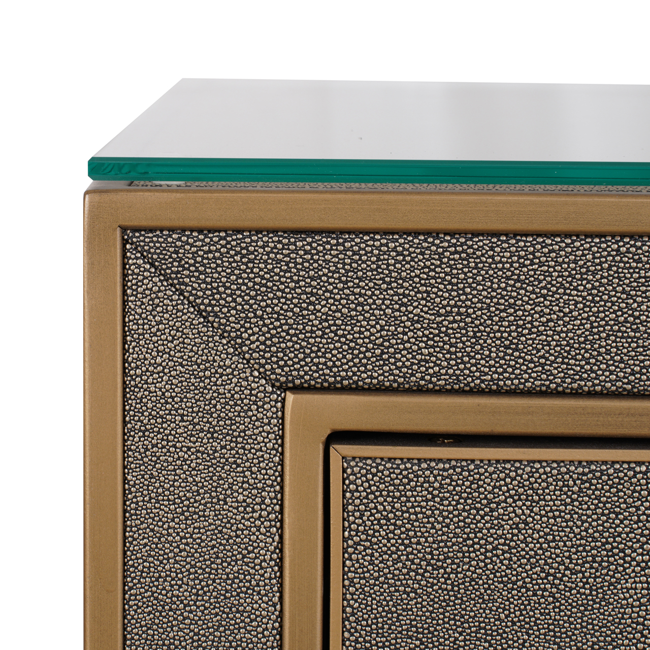 Nachtkastje Bloomville brass shagreen incl. glass top - Afbeelding 8