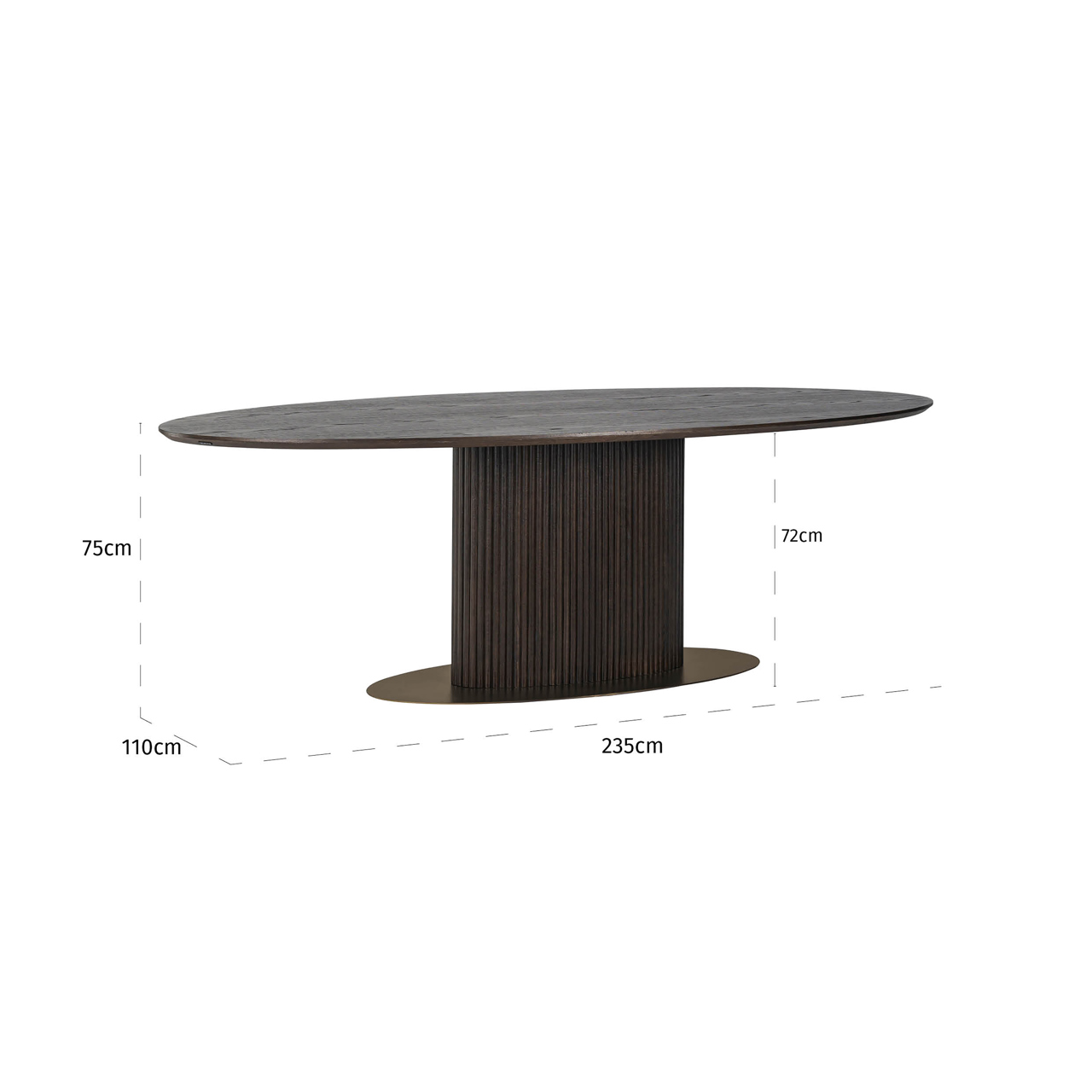 Eetkamertafel Luxor ovaal bruin 235 cm - Afbeelding 2