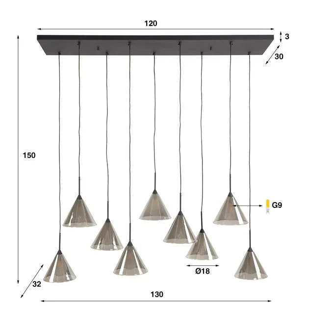 Hanglamp Conic 5+4L - Afbeelding 10