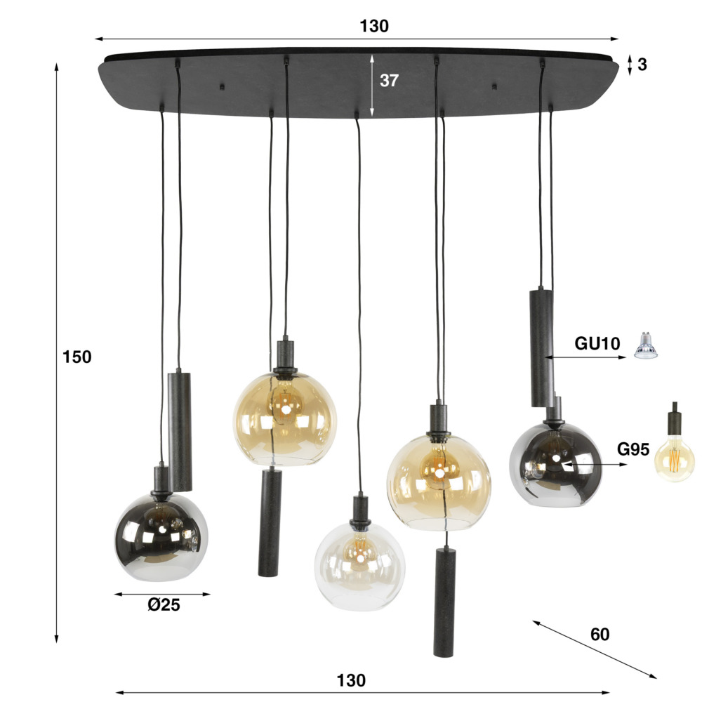 Hanglamp Sfera Tricolore 5+4L - Afbeelding 10