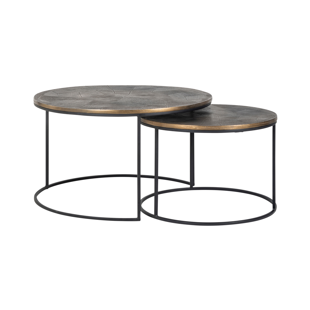 Salontafel Tulum geborsteld goud set van 2