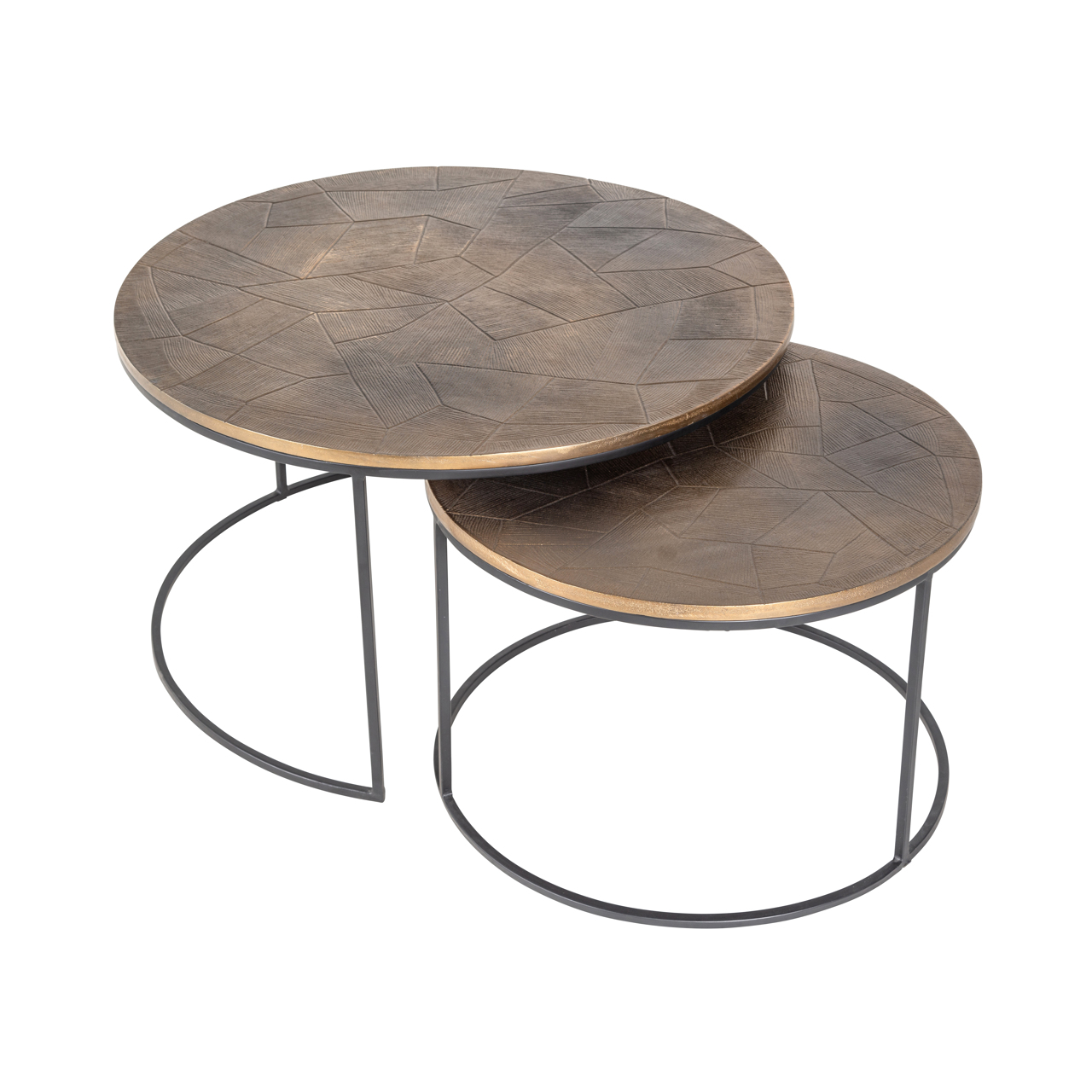 Salontafel Tulum geborsteld goud set van 2 - Afbeelding 2