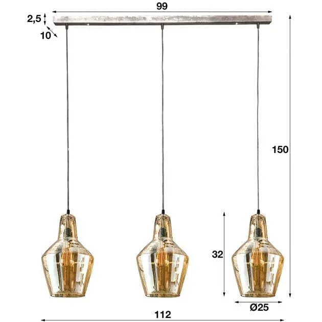 Hanglamp Glass Cone 3L - Afbeelding 5