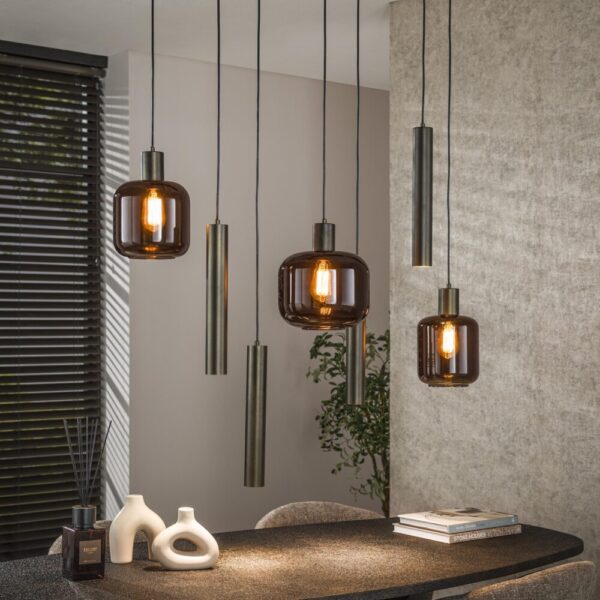 8431_90_1 Hanglamp Bronza 4+3L