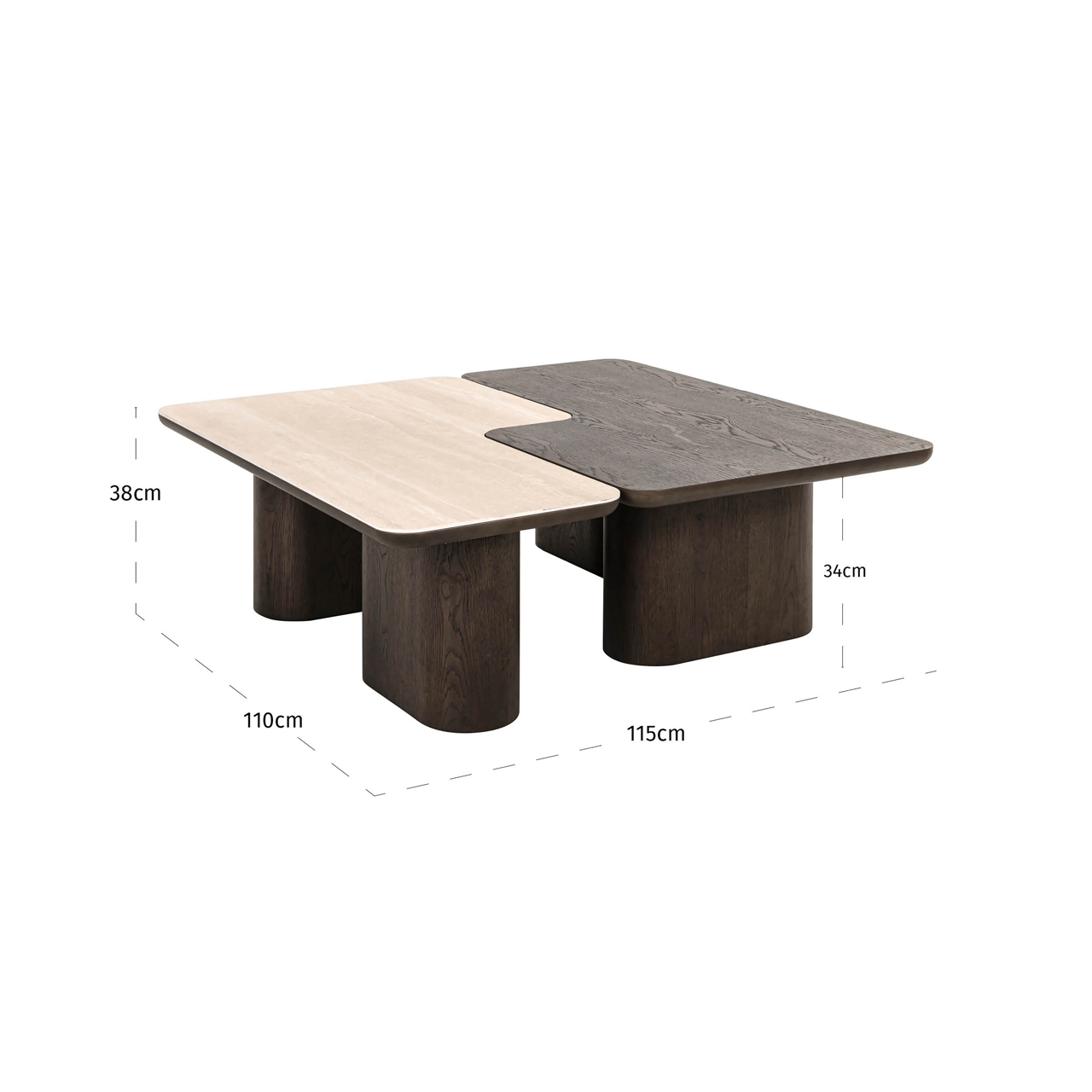Salontafel Nando bruin set van 2 - Afbeelding 8
