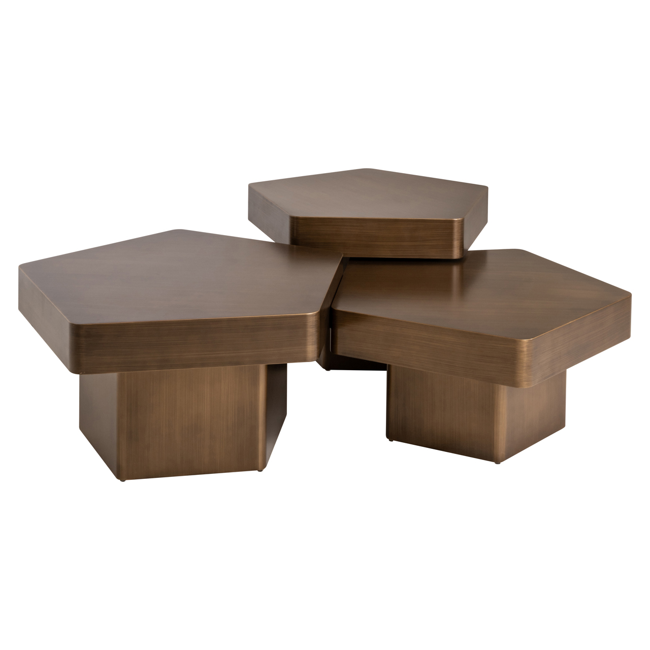 Salontafel Hexa geborsteld goud set van 3 - Afbeelding 2