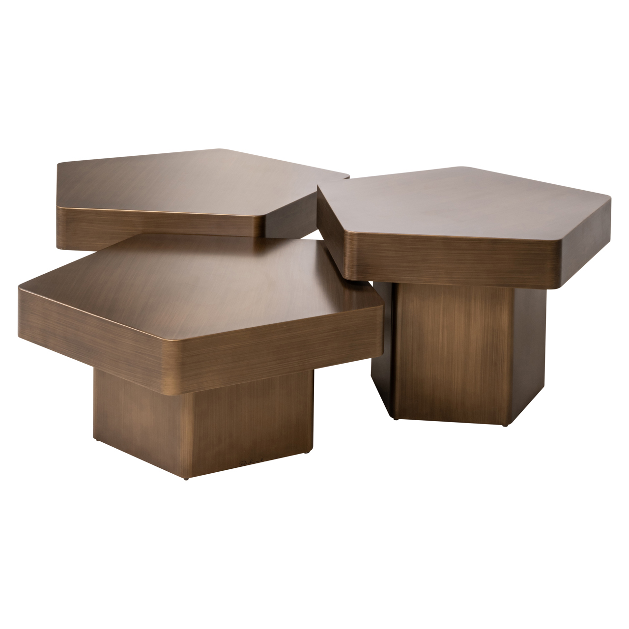 Salontafel Hexa geborsteld goud set van 3 - Afbeelding 3