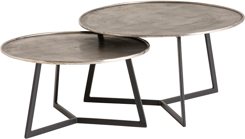 Salontafel Interlagos Raw nickel patina zwart set van 2