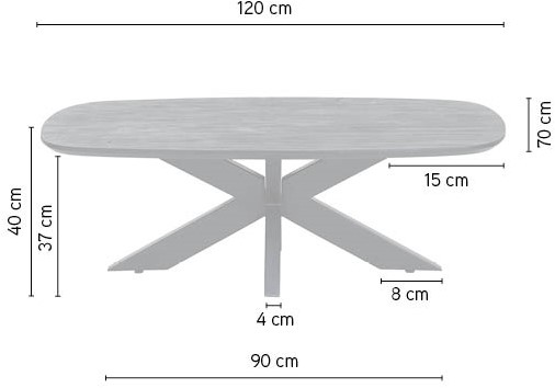 Salontafel deens ovaal zwart acaciahout 120 cm - Afbeelding 3