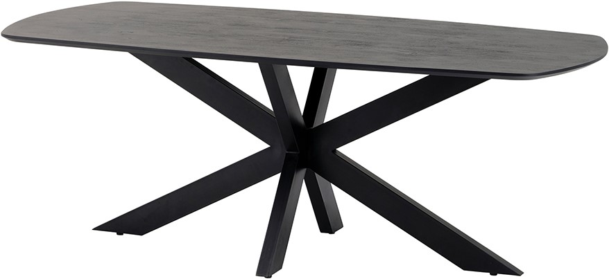 Eetkamertafel deens ovaal zwart acaciahout 160 cm
