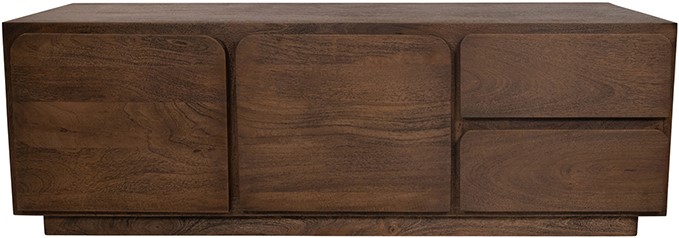 Dressoir TV met 2 deuren en 2 lades Dark Malt mangohout 150 cm - Afbeelding 2