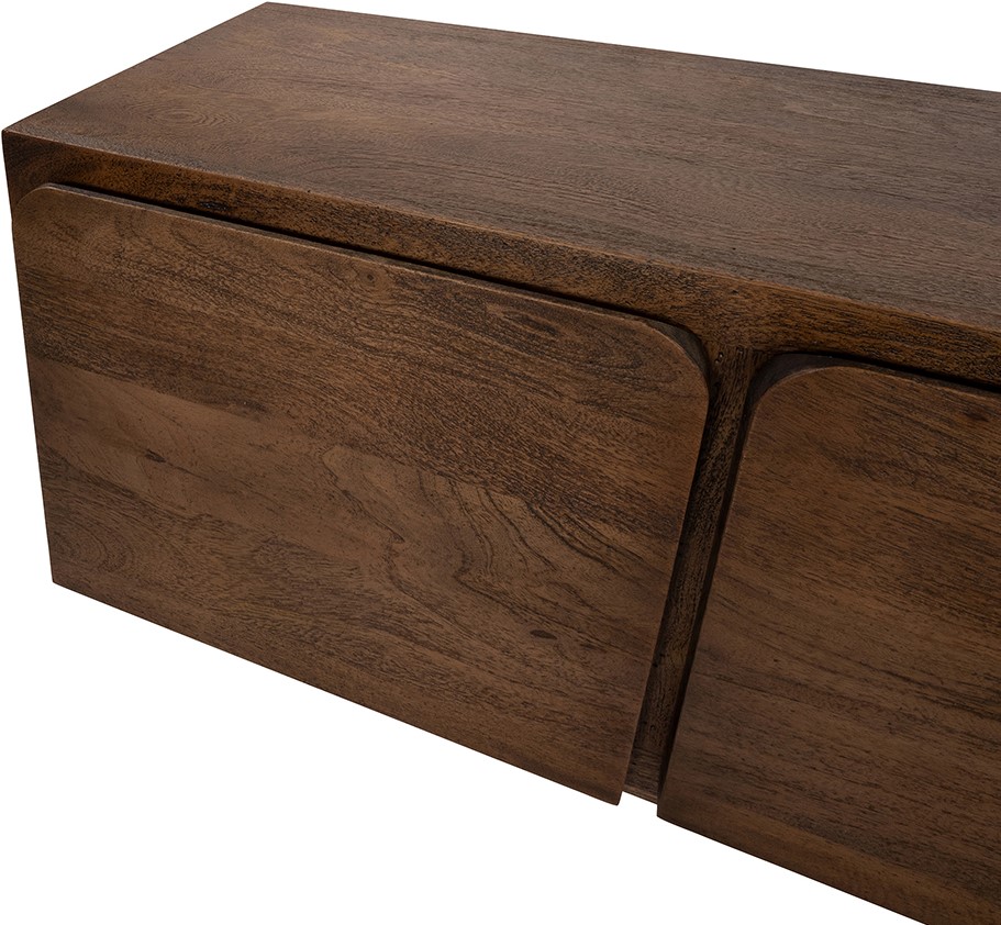 Dressoir TV met 2 deuren en 2 lades Dark Malt mangohout 150 cm - Afbeelding 3