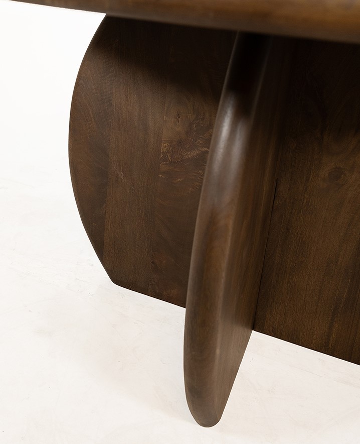 Eetkamertafel Walnut bruin mangohout Ø130 cm - Afbeelding 4