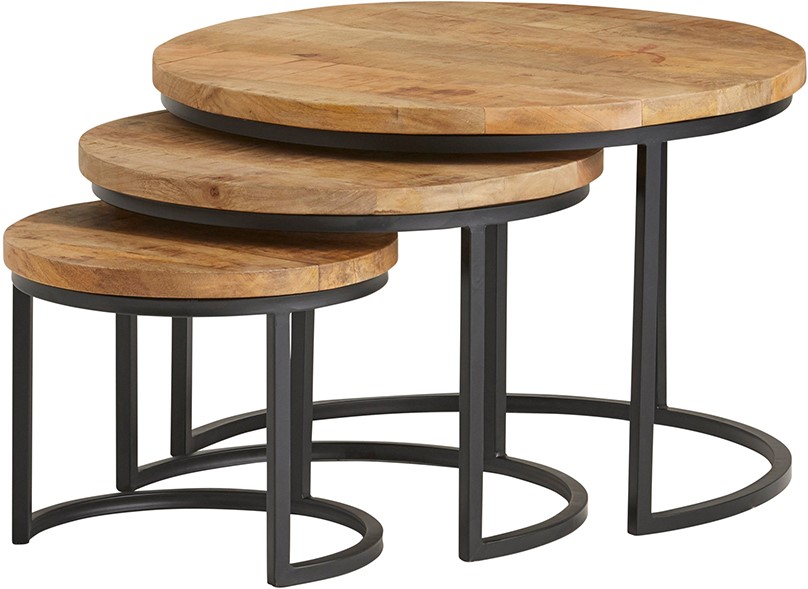 Salontafel Enzo naturel set van 3