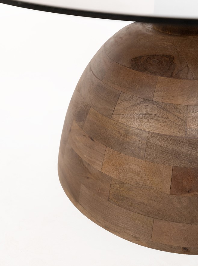 Salontafel Christian Matt Walnut Smoke mangohout glas Ø78 cm - Afbeelding 3
