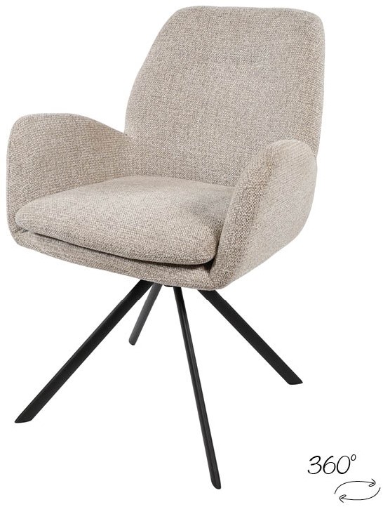 Armstoel Charles draaipoot 360 Milan 120 naturel set van 2