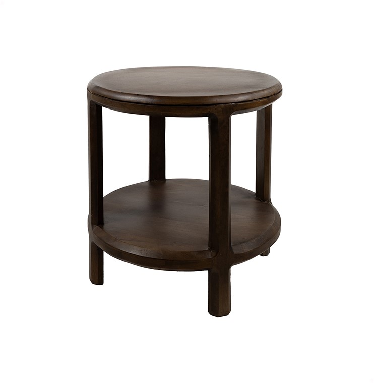Bijzettafel Walnut bruin mangohout Ø50 cm