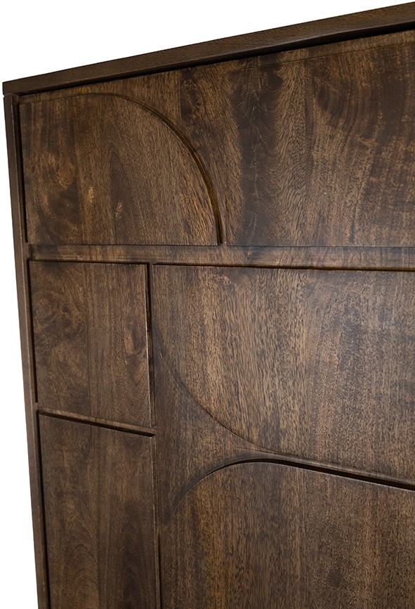 Wandkast met 3 deuren en 2 open vakken Walnut bruin mangohout 180 cm - Afbeelding 5
