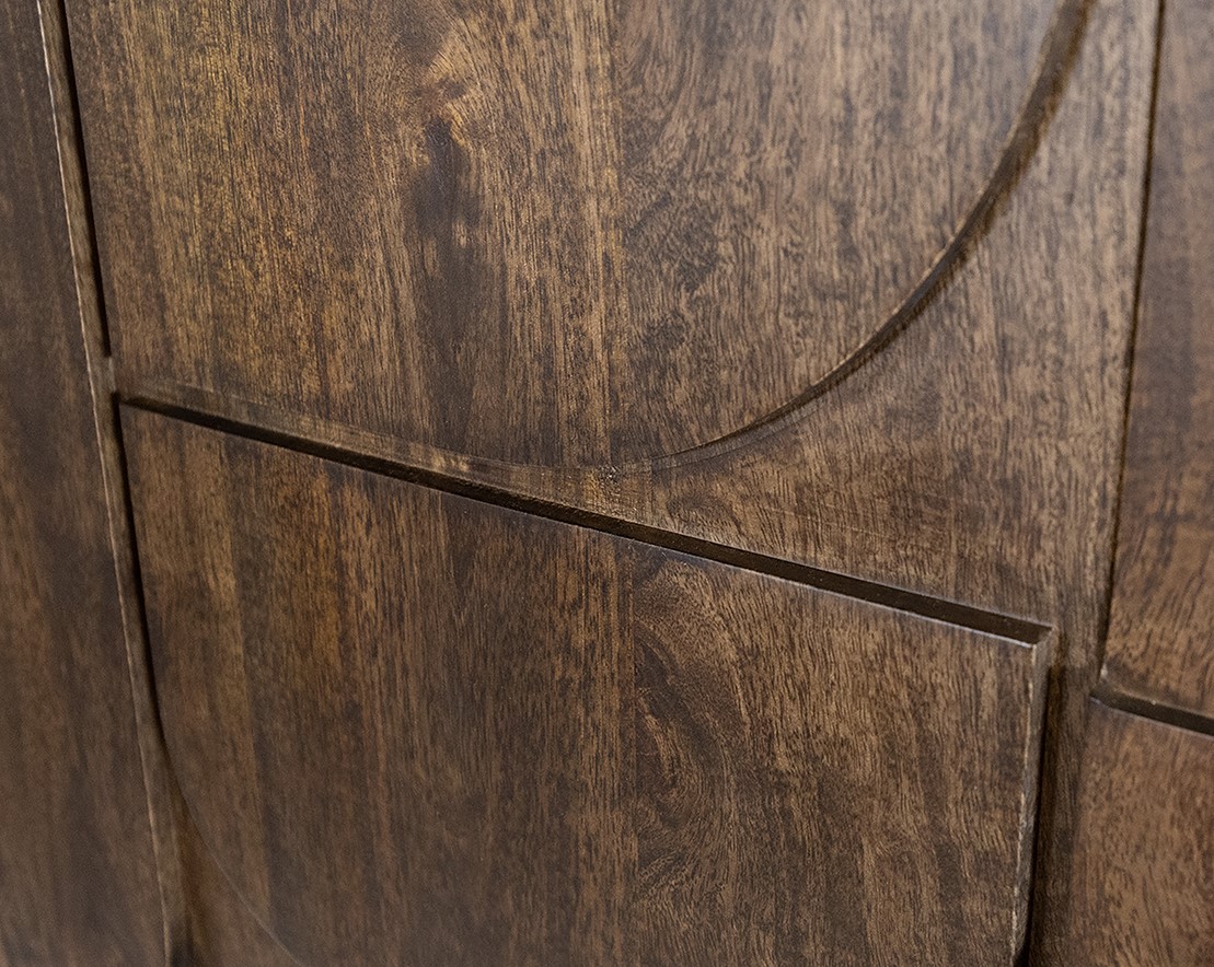 Dressoir TV met 3 deuren 1 lade en 1 open vak Walnut bruin mangohout 190 cm - Afbeelding 4