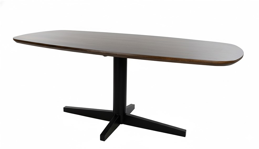 Eetkamertafel deens poot Walnut ovaal zwart bruin mangohout 220 cm