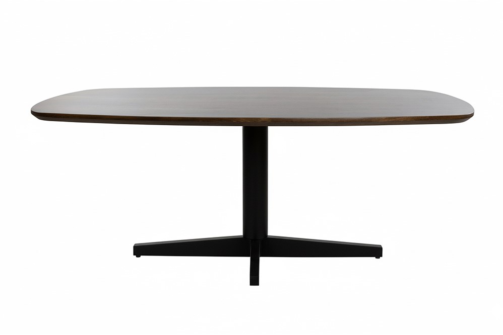Eetkamertafel deens poot Walnut ovaal zwart bruin mangohout 240 cm - Afbeelding 2