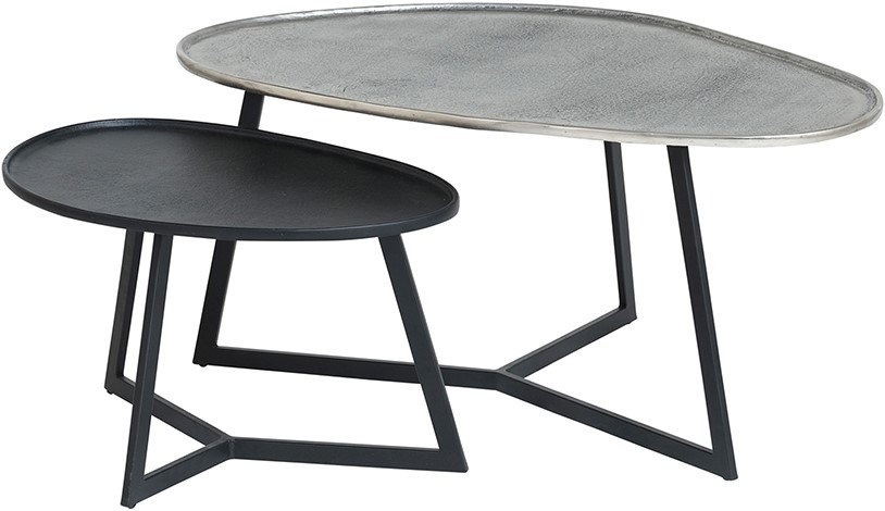 Salontafel Novato antiek zilver zwart set van 2
