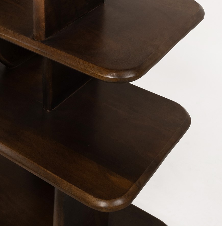 Boekenkast Oregano Walnut bruin mangohout 140 cm - Afbeelding 3