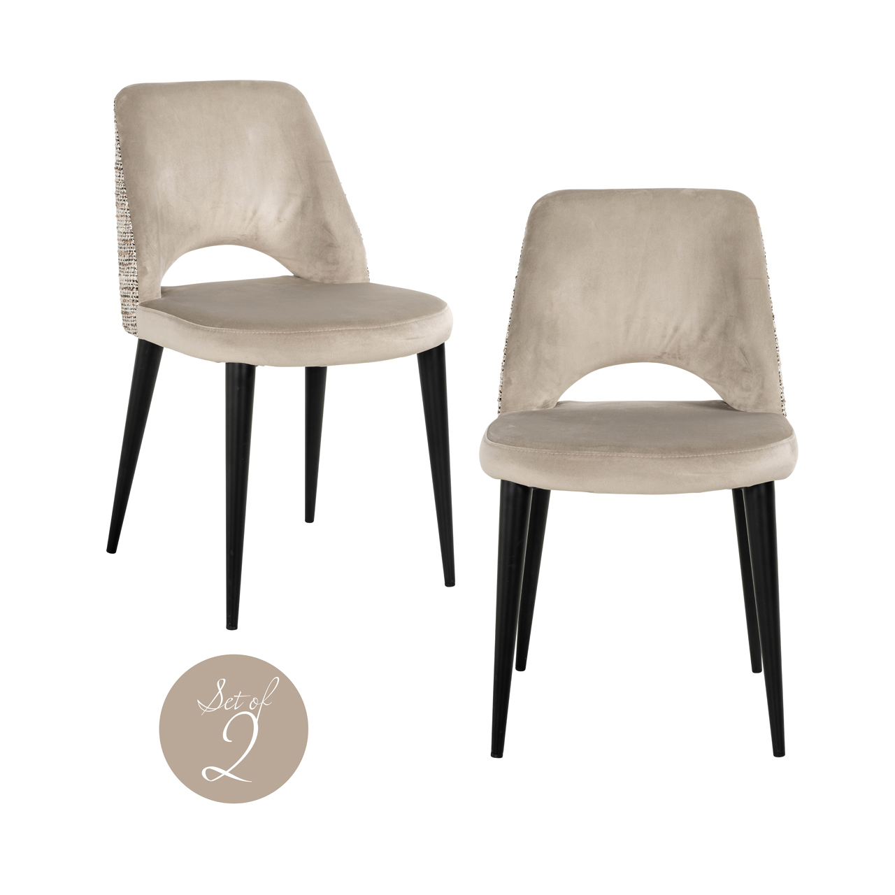 Eetkamerstoel Tabitha trendy brandvertragend naturel set van 2