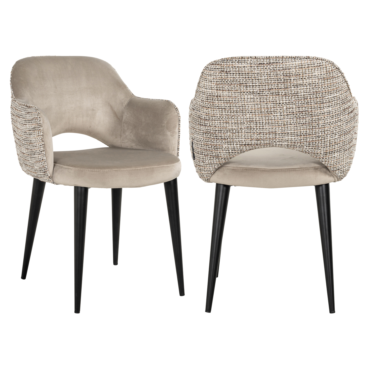 Eetkamerstoel Giovanna trendy brandvertragend naturel khaki velours