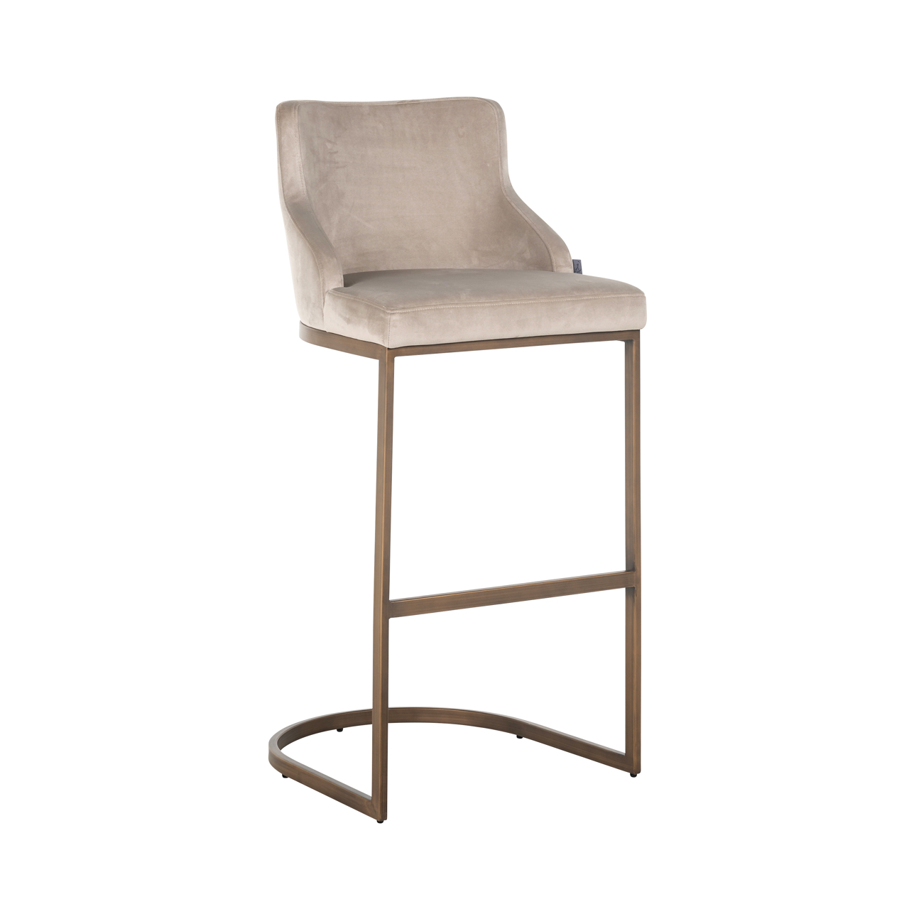 Barstoel Bolton geborsteld brandvertragend khaki goud velours set van 2 - Afbeelding 2