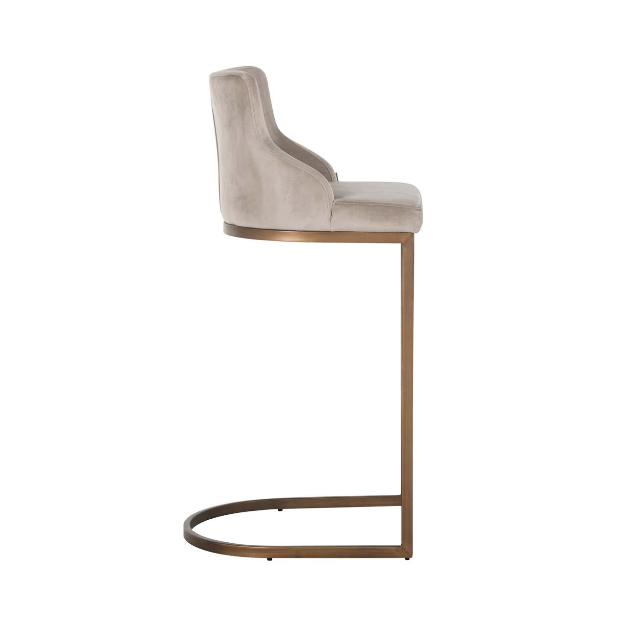 Barstoel Bolton geborsteld brandvertragend khaki goud velours set van 2 - Afbeelding 3