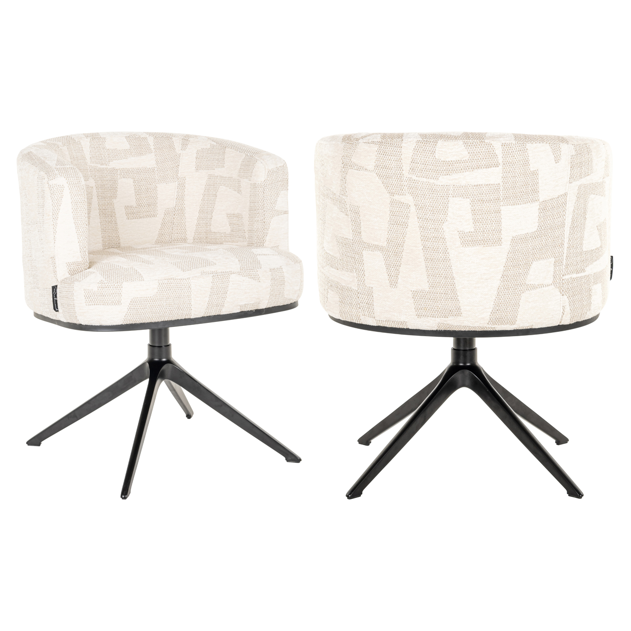 Eetkamerstoel Cheyenne graffic draaibaar beige
