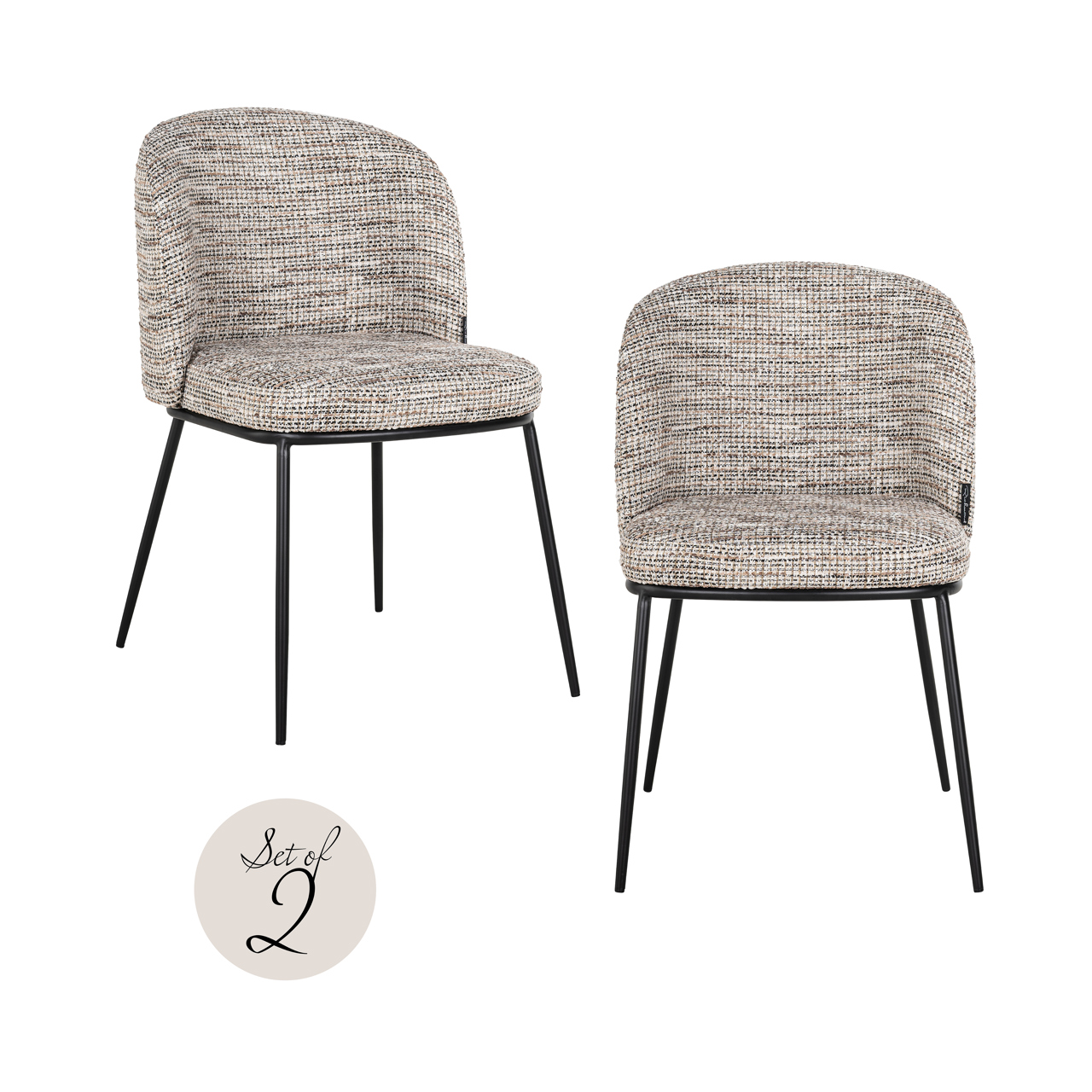 Eetkamerstoel Elvi trendy brandvertragend naturel set van 2