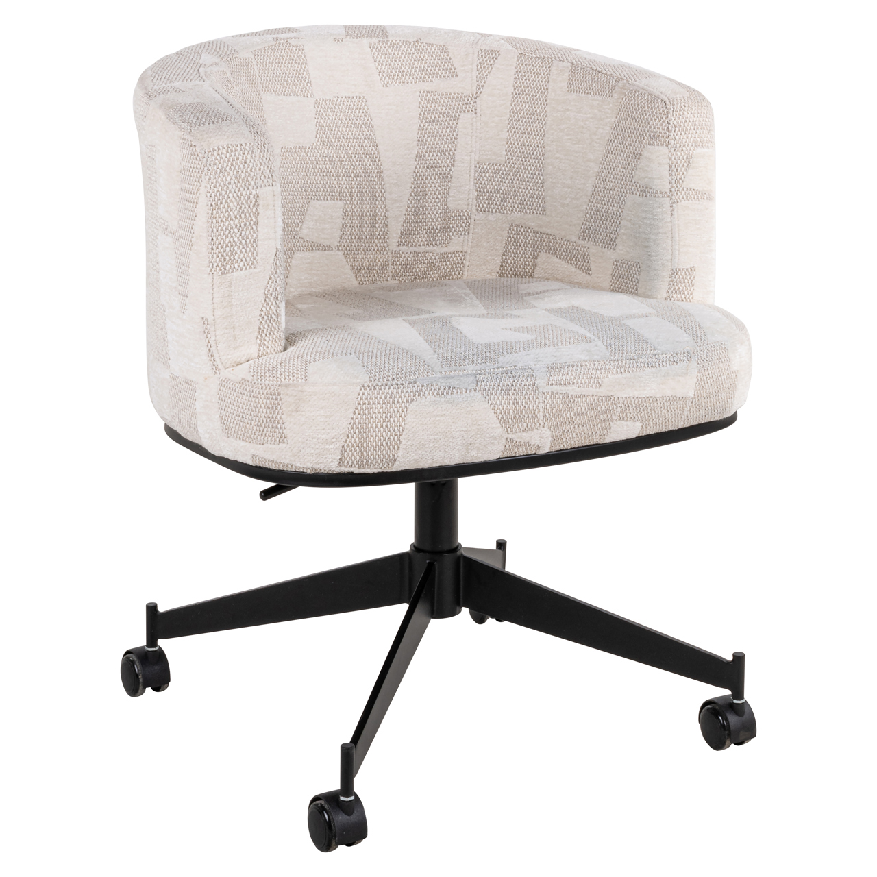 Eetkamerstoel Rochenne beige graffic swivel on wheels - Afbeelding 3