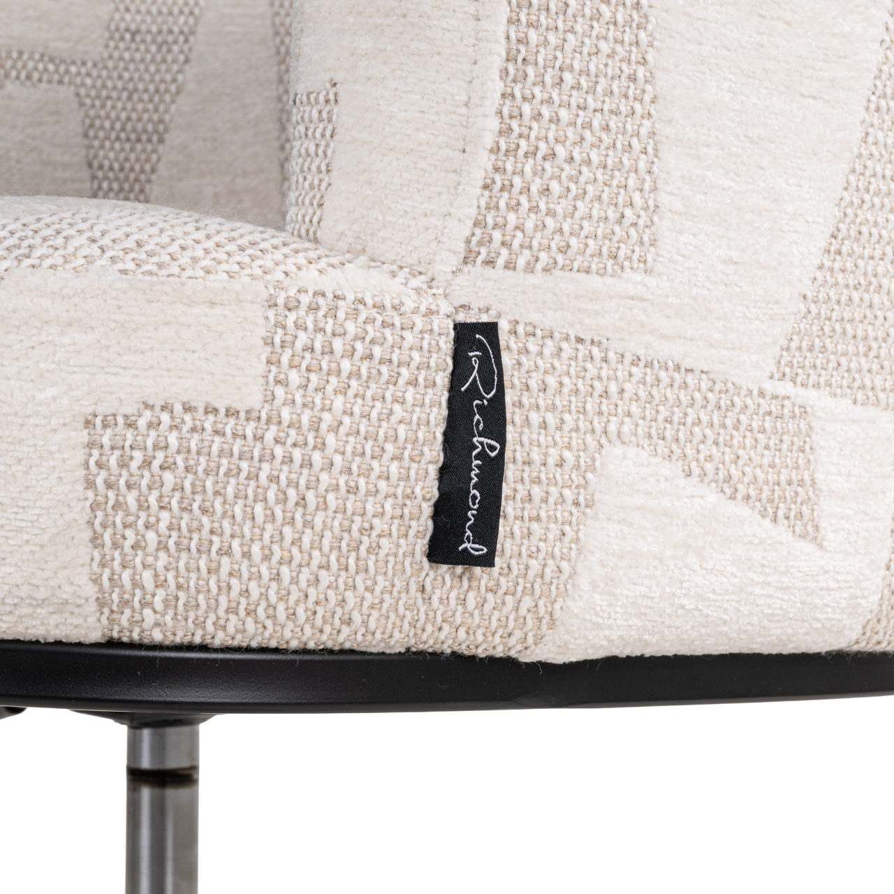 Eetkamerstoel Rochenne beige graffic swivel on wheels - Afbeelding 4