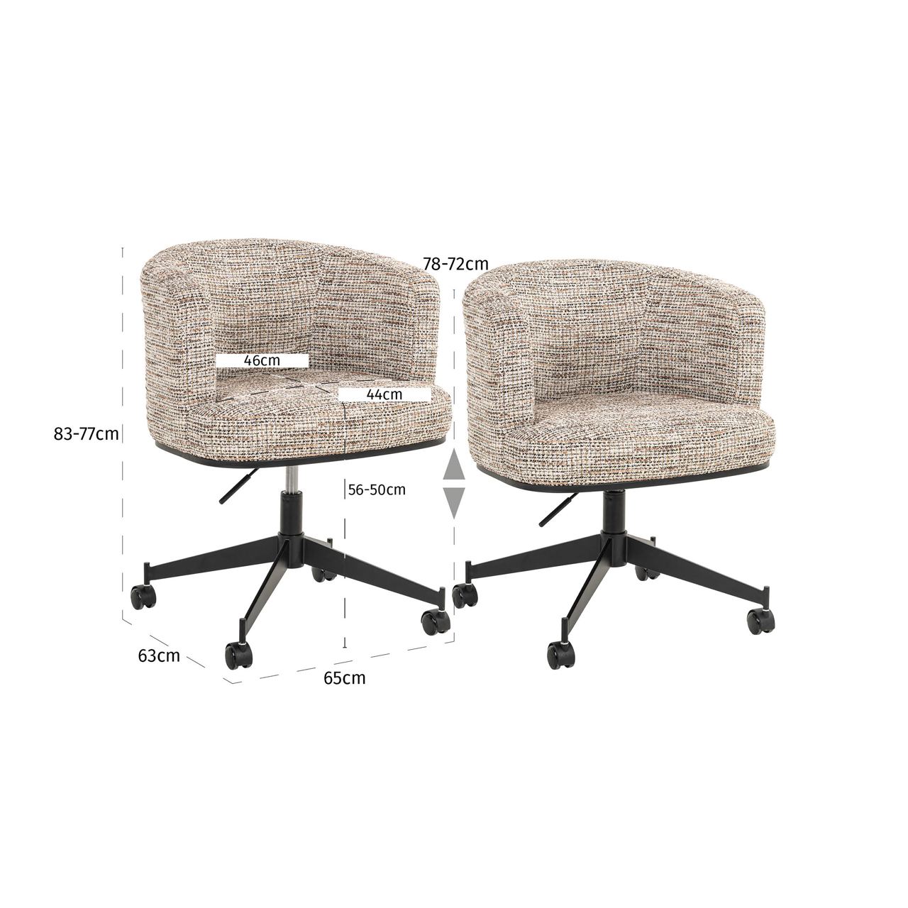 Eetkamerstoel Rochenne trendy on wheels draaibaar naturel - Afbeelding 18