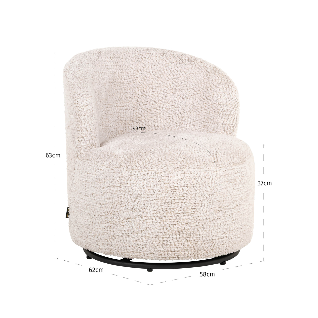 Loungestoel Jackie lovely kids draaibaar crème - Afbeelding 8