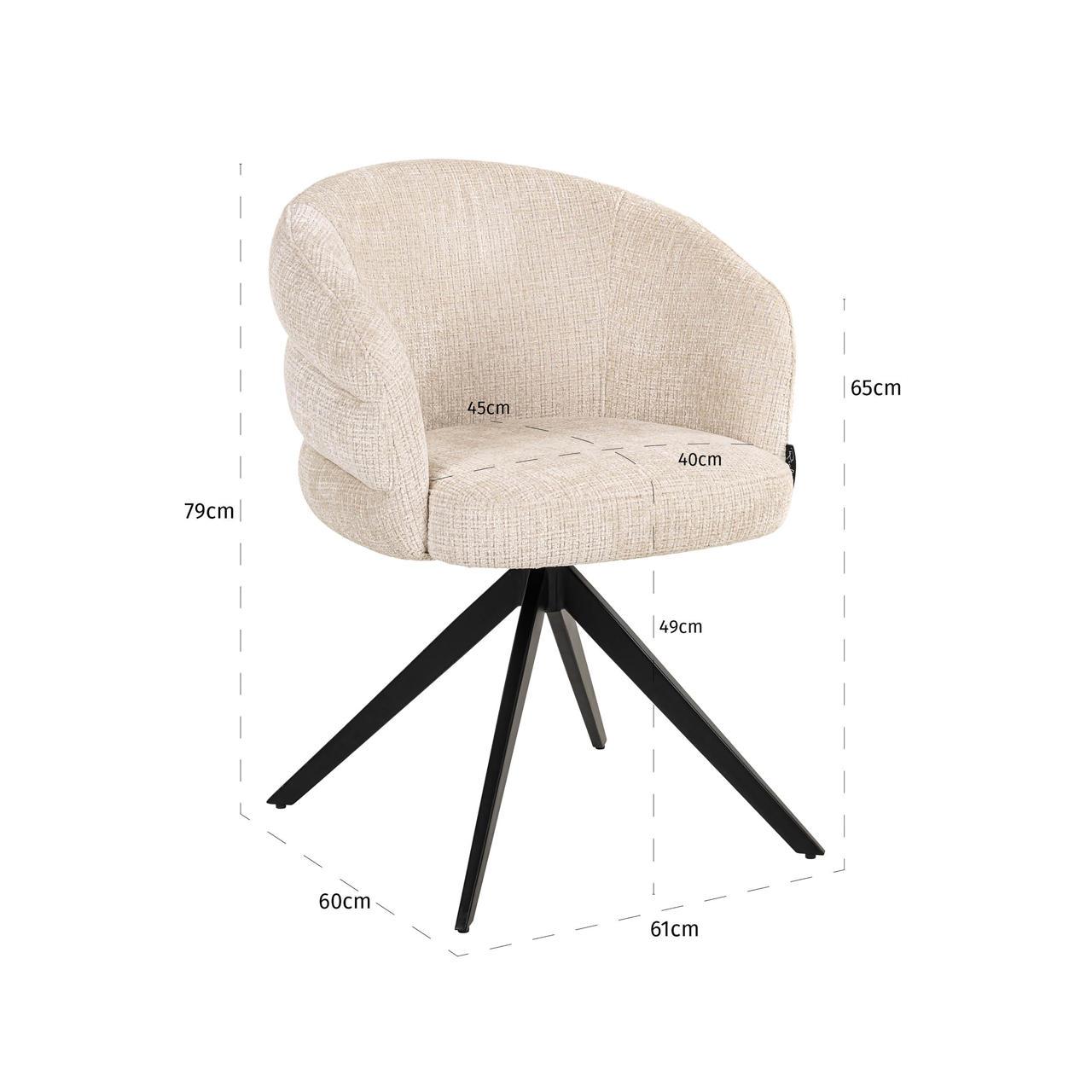 Eetkamerstoel Serenity niagara draaibaar brandvertragend beige - Afbeelding 10