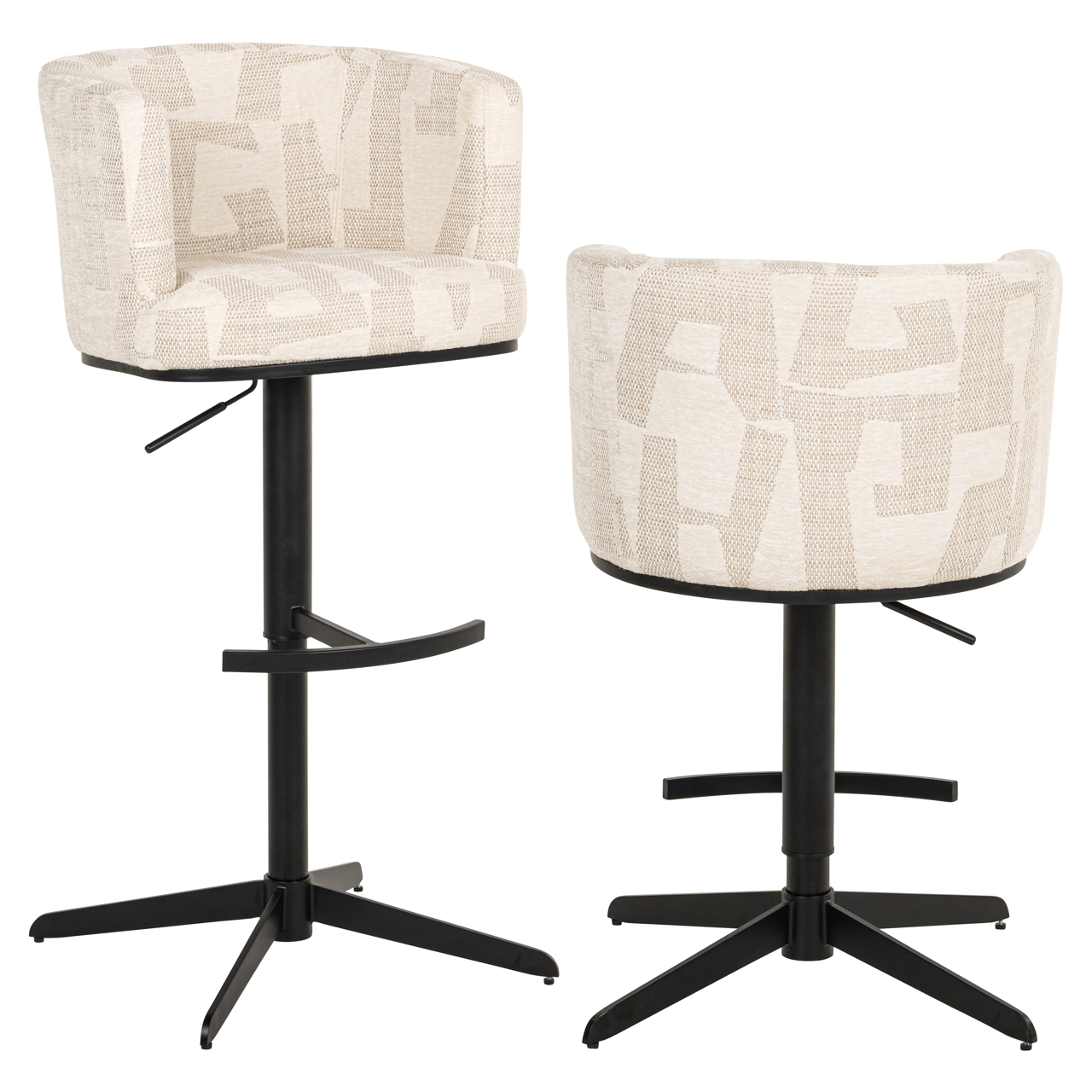 Barstoel Cheyenne graffic draaibaar beige