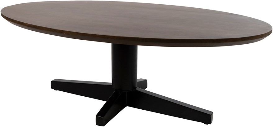 Salontafel poot Walnut ovaal zwart bruin mangohout 130 cm