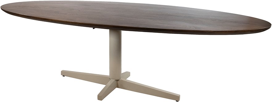 Eetkamertafel poot Walnut ovaal beige bruin mangohout 190 cm