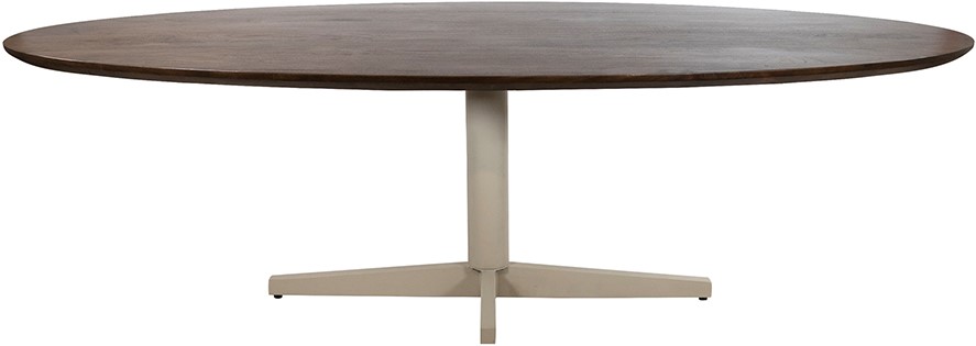 Eetkamertafel poot Walnut ovaal beige bruin mangohout 190 cm - Afbeelding 2
